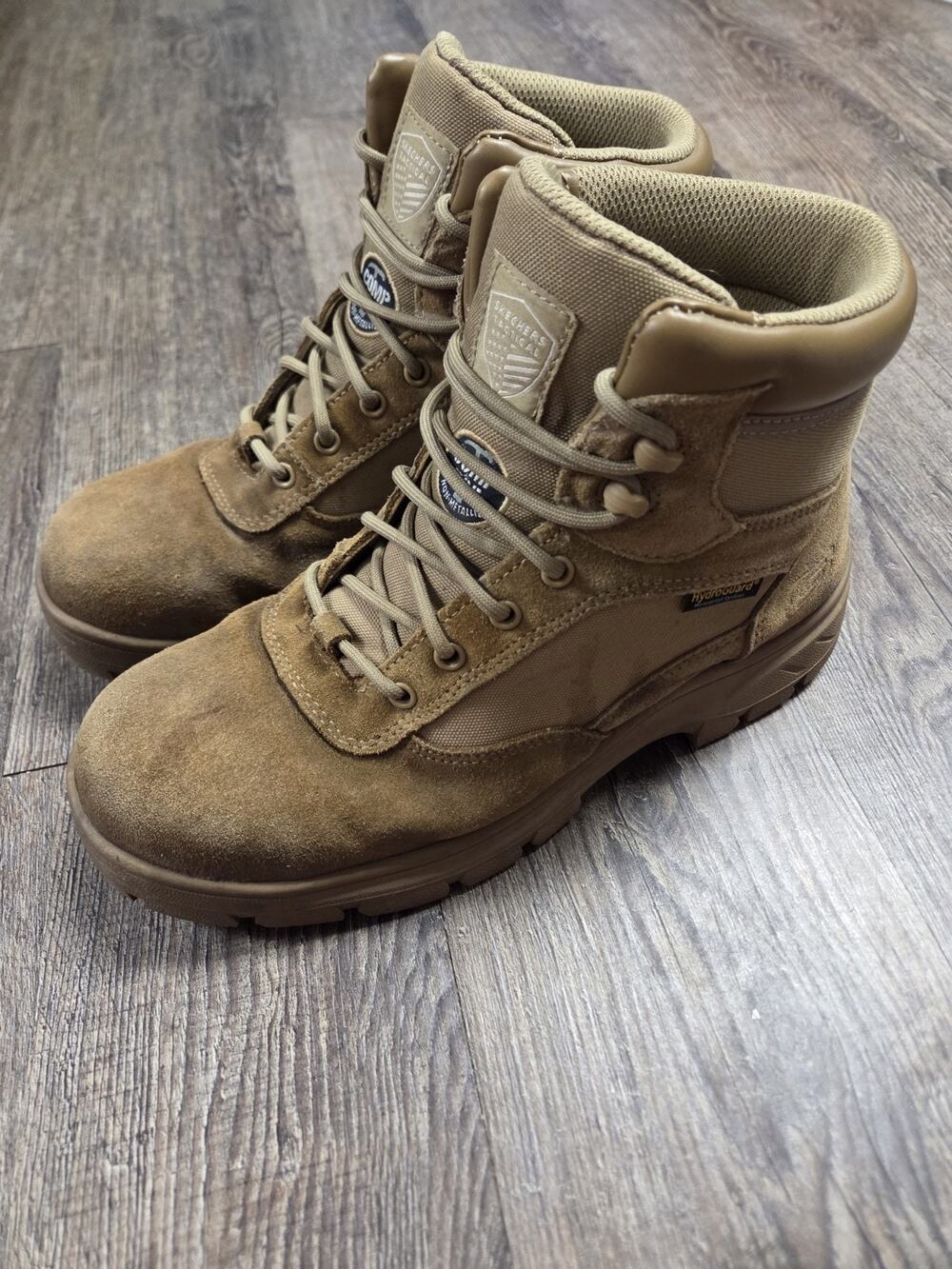 Skechers Tactical Work Boots Camel Waterproof Leather HidroGuard Mens Size 8.5